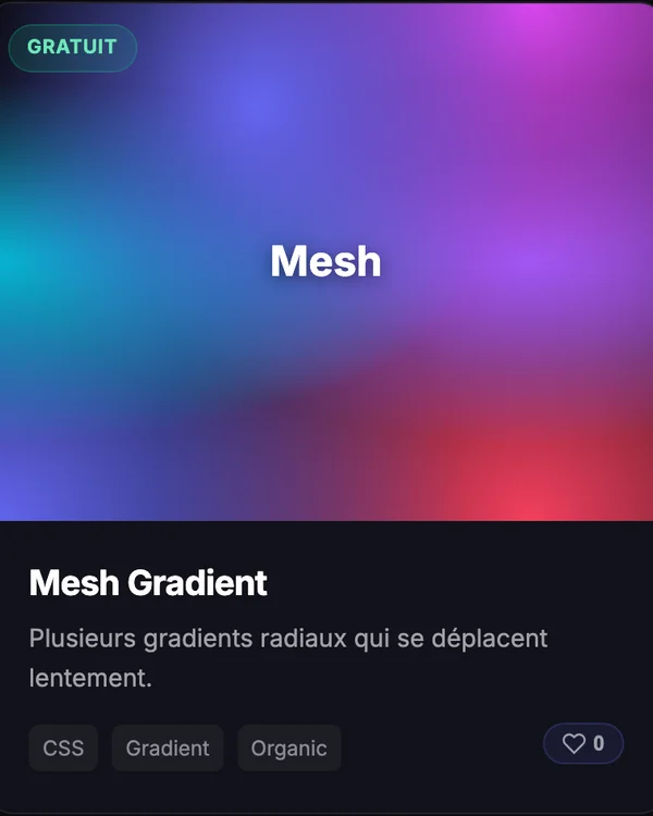Effet CSS Mesh Gradient — fond degrade anime multicolore