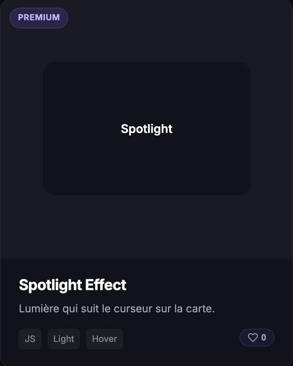 Effet CSS Card Spotlight — effet lumiere survol carte