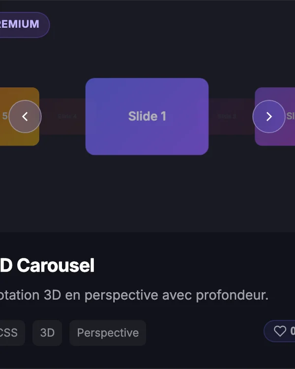 Effet CSS Carousel 3D — slider rotatif perspective