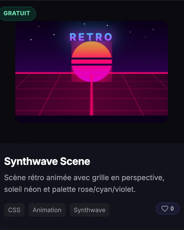 Effet CSS Synthwave Scene — scene retro neon grille