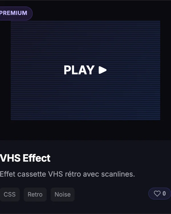 Effet CSS VHS Distortion — glitch retro analogique