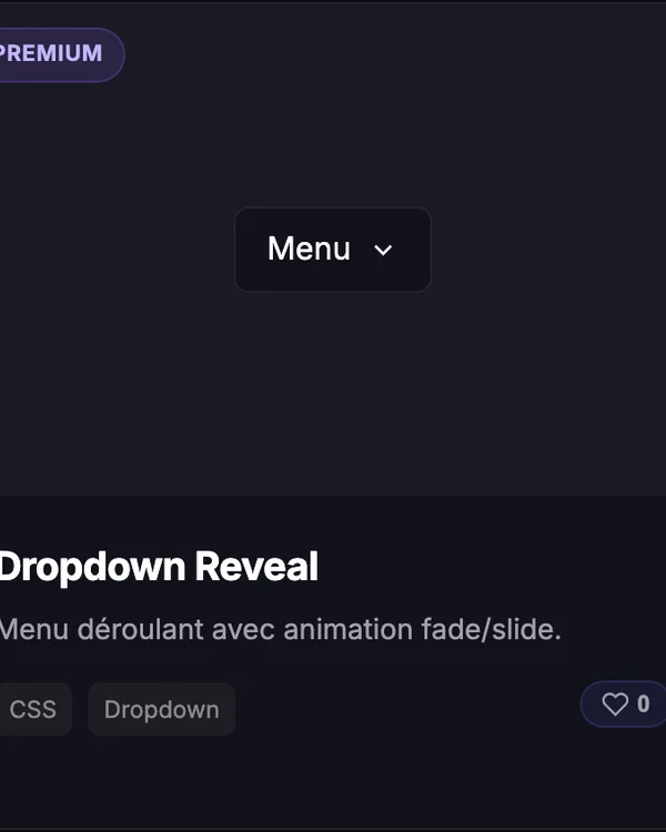 Effet CSS Navigation Dropdown Reveal — menu deroulant anime