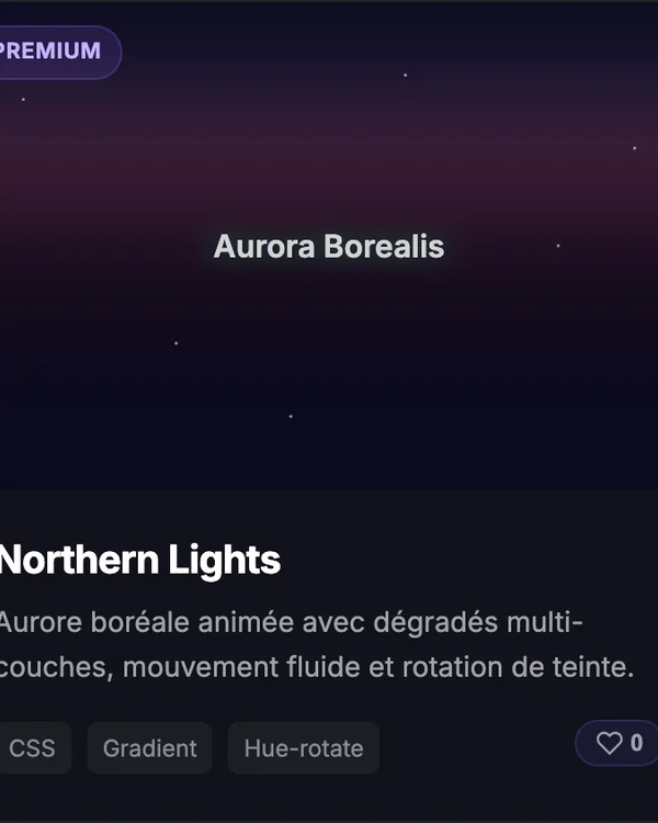 Effet JavaScript Northern Lights — aurore boreale canvas animee